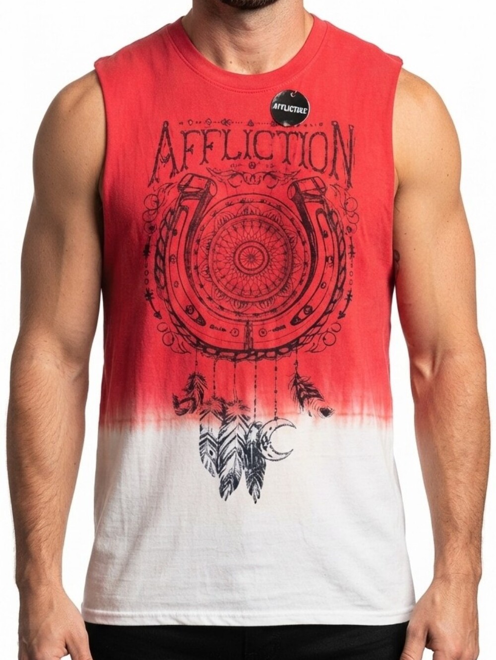 Affliction reversible Lucky Horseshoe Reversible Sleeveless Tee in Red/White